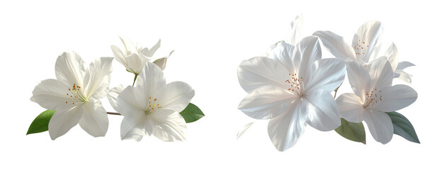Set White Floral Arrangement PNG Isolated on Transparent Background