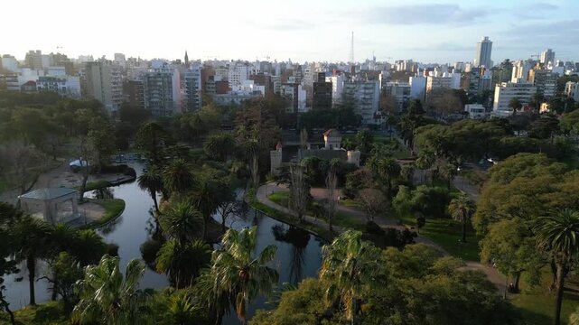 Aerial View of Parque Rodo and Cordon Neighborhood in Montevideo, Uruguay