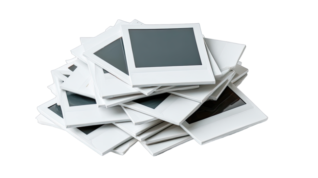 A stack of blank instant photos