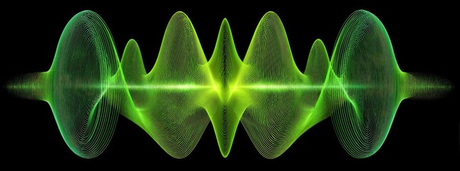 Abstract green wave patterns on a black background