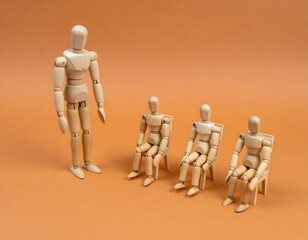 Obraz premium 生徒指導する人形のビジネス風景