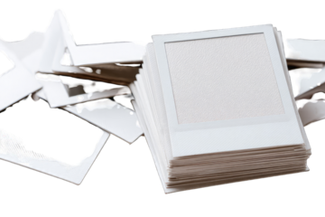 Stacked white photo frames