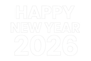 Happy new year 2026 greeting on transparent background