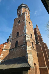 View of the top of the Corpus Christi Basilica, Bazylika Bozego Ciala, Krakow, Poland