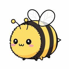 Adorable Fluffy Cartoon Bee Illustration.