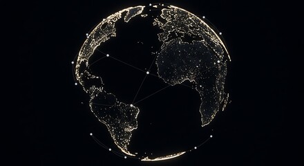 Earth globe with illuminated cities and network connections
