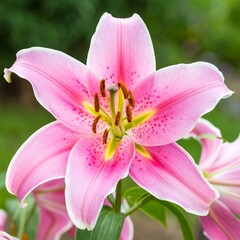 Pink lily in bloom