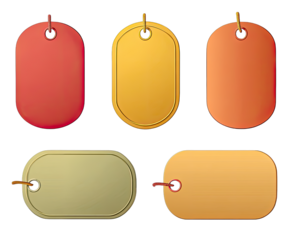 Oval tags in various colors