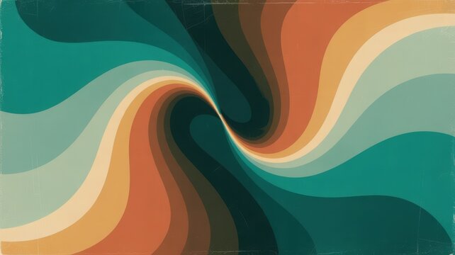 Retro Swirling Waves Abstract Background with Vintage Color Palette image - Powered by Adobe
