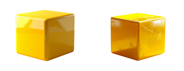 Set Yellow Cube PNG Isolated on Transparent Background
