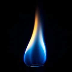 Blue Flame Burning Bright Dark Background