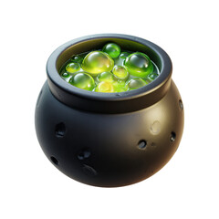 Halloween Potion Cauldron with Green Bubbly Liquid.