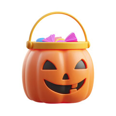 Halloween Pumpkin Candy Bucket 3D Render. (1)