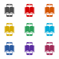 E book  icon isolated on white background. Set icons colorful