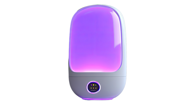 Oval-shaped lamp with soft purple light