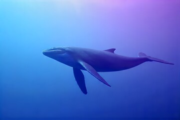 Fototapeta premium Majestic Humpback Whale in Vibrant Blue Ocean