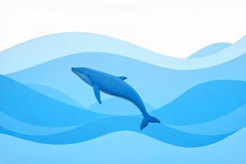 Naklejka premium ** Stylized Whale in Ocean Waves