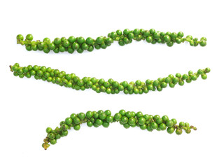 Green peppercorn isolated on white background