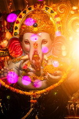 The mighty lord Ganesh during Ganesh Chaturthi festival in India