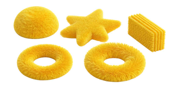 Fluffy yellow geometric shapes on black background - Powered by Adobe