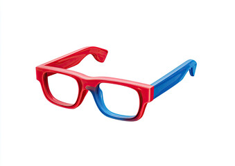 Fototapeta premium Red and blue eyeglasses, angled view