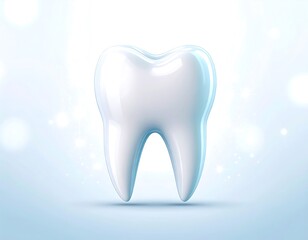 3D Tooth Icon on Light Blue Background