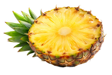 Fresh pineapple slice isolated for culinary and design projects isolated on transparent background