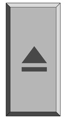 A rectangular, gray eject button with a dark gray triangle pointing upwards and a horizontal line underneath it
