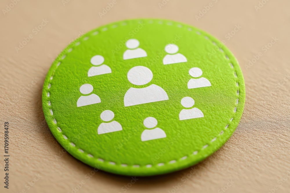 Aufkleber iconic green social networking badge featuring multiple user silhouettes conveying ideas of digital 
