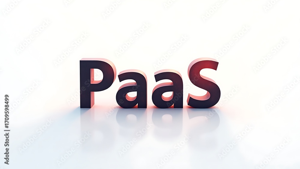 Poster modern paas text illuminated in studio with subtle red glow and clean reflection