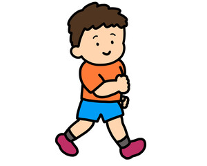 笑顔で歩く男の子