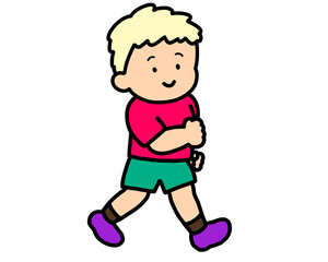 笑顔で歩く男の子