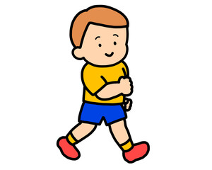 笑顔で歩く男の子