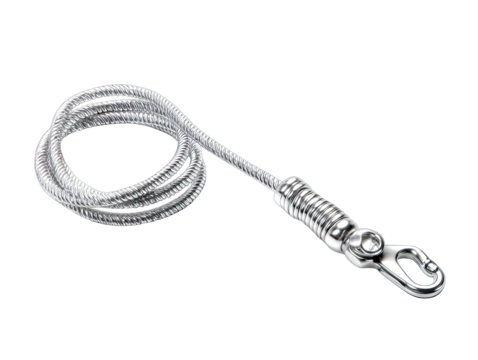 Transparent coiled rope with metal attachment
