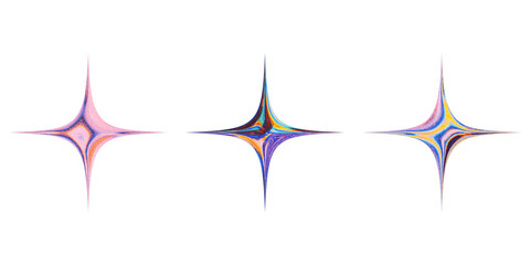 Set of stars with metallic gradient and noise texture