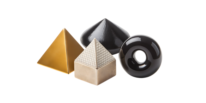 Geometric shapes arrangement artistic composition still life minimal style