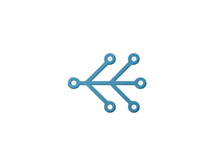 Abstract graphic of branching network.  Simple blue lines and circles