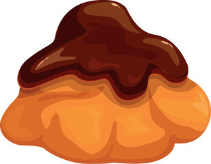 Single cream puff covered in flowing chocolate sauce, showcasing a tempting treat for dessert lovers