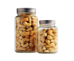 Two glass jars filled with cashews (2)