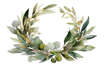Floral wreath of olive branches