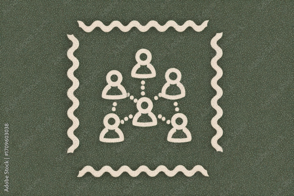 Aufkleber dynamic social connectivity illustration depicting diverse individual icons interconnected with line