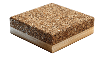 Brown composite material block, wood base