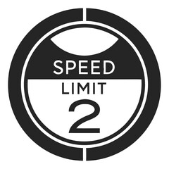 Circular speed limit sign with number 2 