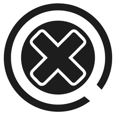 Fototapeta premium Dark Gray X Symbol Inside Circular Design on Black Background cross mark