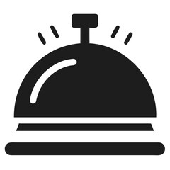 Dark silhouette of a hotel reception bell with radiating lines service concierge