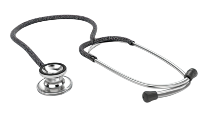 Medical stethoscope instrument for doctor healthcare checkup, hospital diagnostic tool for patient examination and clinical practice isolated on white background