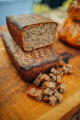 Rustic Rye Bread Loaves with Sliced Cubes