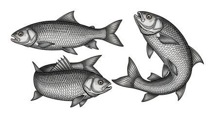 Vintage Fish Illustration - Detailed Engraving of Aquatic Life.