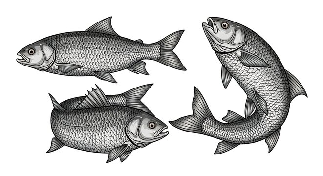 Vintage Fish Illustration - Detailed Engraving of Aquatic Life.