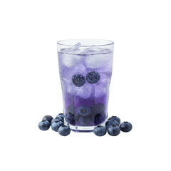 Fresh blueberries and yogurt are served in a glass as a healthy sweet dessert or cold drink